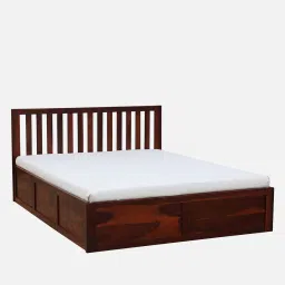 woodsworth from pepperfry Eva Sheesham Wood Queen Size Bed In Honey Oak Finish With Box Storage image 5