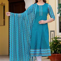 YASH GALLERY Women Geometric Printed Anarkali Kurta-picture-24