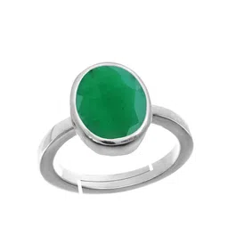 RRVGEM Silver Plated Panna Studded Adjustable Ring-picture-13