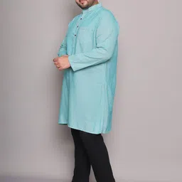 Enchanted Drapes Men Plus Size Mandarin Collar Pure Cotton Kurta image 3