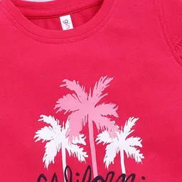 giniekids Girl's Pack Of 2 Typography Printed Ruffles Cotton Cap Sleeves Cotton Top image 2