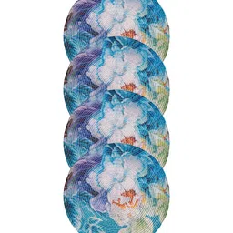 Myntra Elegant Homes Blue & White4 Pieces Textured Table Placement image 2