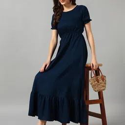 Raiyani Fashion Women Solid Round Neck Flared Fit and Flare Dress-picture-34