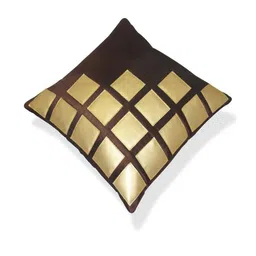 India Furnish Brown Geometric Silk Square Cushion Cover image 2