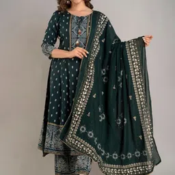 TOP 2 BOTTOM Women Floral Printed Regular Kurta with Palazzos & With Dupatta image 1