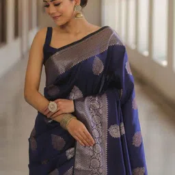 WOVENSTOCK Ethnic Motifs Zari Pure Silk Handloom Kanjeevaram Saree image 4