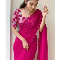 GHAN SALS Solid Embellished Border Poly Georgette Baluchari Saree-picture-12