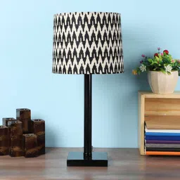 tu casa Black Metal Table lamp with Chevron print shade image 2