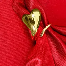 Senshi Women Gold-Plated Intricate Inverted Heart Shaped Adjustable Finger Ring-picture-30