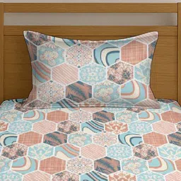 BOMBAY DYEING Orange Geometric Printed 120 TC Cotton Single Bedsheet Set 1.50 m x 2.24 m image 4