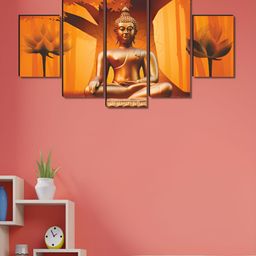 Myntra Elegant Homes Gold-Toned & Brown 5 Piece Synthetic Wood Religious Wall Paintings-picture-31
