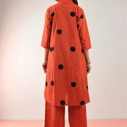 HERE&NOW Geometric Printed Pure Cotton V-Neck Kurta With Palazzo image 4