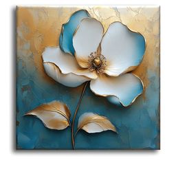 OLIVE TREE Blue & Gold-Toned Canvas Floral and Botanical Wall Painting-picture-43