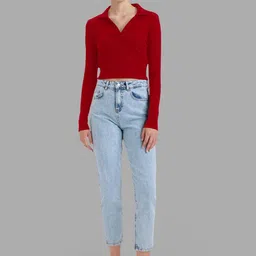 Maheshvi Women Solid Ribbed Crop Top image 3