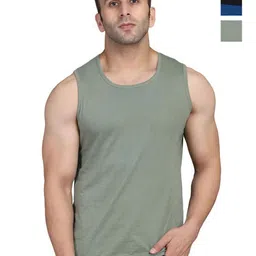 WOOSTRO Men Pack Of 2 Solid Round Neck Cotton Slim Fit T-shirts-image-63