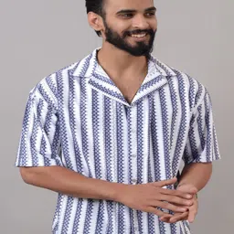 VILLAIN Men Relaxed Opaque Striped Casual Shirt-image-36