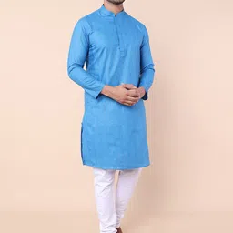 NAMASKAR Printed Mandarin Collar Pure Cotton Straight Kurta with Pyjamas-image-32