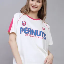 Free Authority Snoopy Printed Oversized Fit Round Neck Pure Cotton T-Shirt-image-93