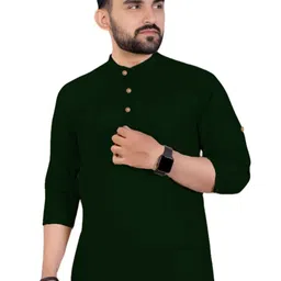 Yugnik Cotton Mandarin Collar Roll-Up Sleeves Straight Kurtas-image-43