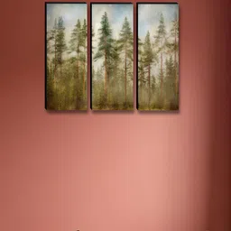 Aura Black & Green 3 Pieces Tree Wall Paintings-picture-42