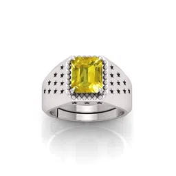 RRVGEM Yellow Sapphire 8.00 Ratti Pukhraj Silver Plated Adjustable Finger Ring-picture-30