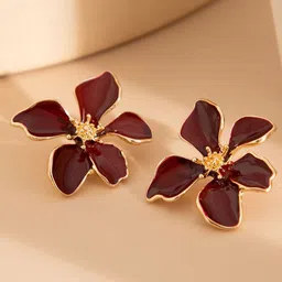 StyleCast x Revolte Gold-Plated Artificial Beads Beaded Floral Shape Studs image 2