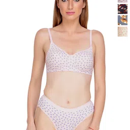 Liigne Women Pack Of 4 Everyday Printed Padded Bra Pure Cotton Lingerie Set-picture-15