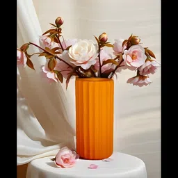 LASAKI Ayla Orange-Colored Textured Ceramic Flower Vase-picture-20