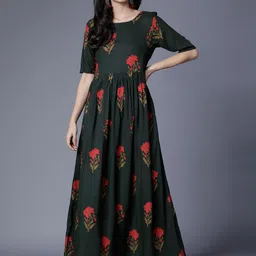 Vishudh Women Floral Printed Cotton Maxi Dress-image-64