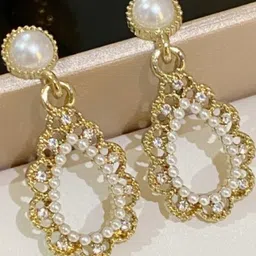 AKISON JEWELS Women Alloy Cubic Zirconia Teardrop Shaped Earrings-image-44
