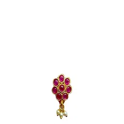AccessHer Gold-Plated Artificial Stones Studded And Beads Stud Nosepin image 4