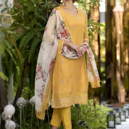 BE IN TEXO FAB Ethnic Motifs Embroidered Thread Work Kurta With Trousers & Dupatta-picture-40