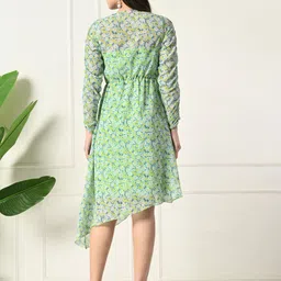 Lihana Women Floral Printed V-Neck Midi Asymmetrical Dress image 2