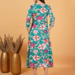 FebQ Floral Embroidered V-Neck Sequins A-Line Kurta image 5