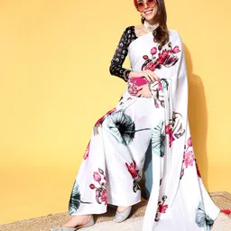 DIVASTRI Floral Satin Saree image 4