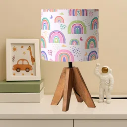 Kuber Industries White Printed Terracotta Cylindrical Shaped Table Lamp-picture-20