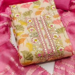 kalini Pink Soft Silk Sequence Embroidery Work Unstitched Dress Material-picture-40