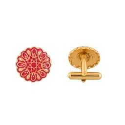 House of Pataudi Men Gold-Plated Floral Shape Cufflinks image 3