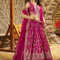 Zeel Clothing Embellished Sequinned Semi-Stitched Lehenga & Blouse With Dupatta-picture-27