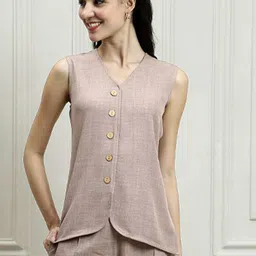 Athena Immutable Linen V-Neck Waistcoat With Trousers Co-Ords image 5