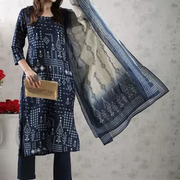 Aaghnya Women Ethnic Motifs Printed Kurta with Trousers & Dupatta-image-79