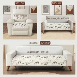 URBAN SPACE Green & Cream-Coloured Printed Polyester 1 Piece Sofa Cover image 4