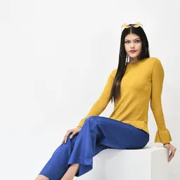 R.Code by The Roadster Life Co. High Neck Bell Sleeve Top-image-34