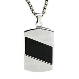Nitant Men Silver-Plated Rectangular Shaped Pendant with Chain image 2