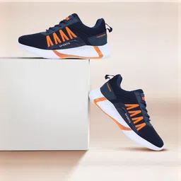 Free Kicks Men Orange Mesh Marking Running Sports Shoes image 3