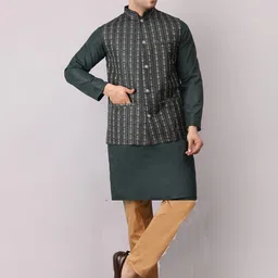 Voniry Men Ethnic Motifs Embroidered Regular Kurta with Pyjamas image 1