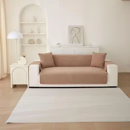 HOMETHREADS Beige & Peach-Coloured Printed Sofa Cover-picture-20