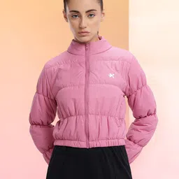 HRX by Hrithik Roshan Mock Collar Crop Puffer Lifestyle Jacket image 5