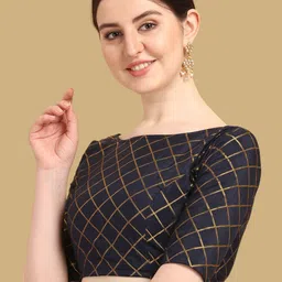 Oomph! Woven Design Boat Neck Saree Blouse image 4