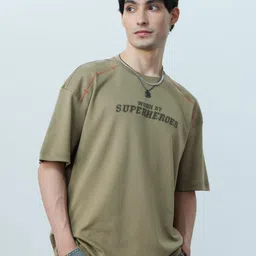 The Souled Store Oversized Mossy Typography Printed Pure Cotton T-Shirt image 4
